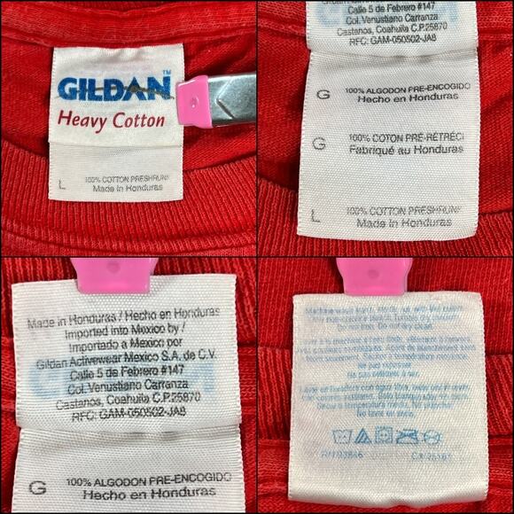 Gildan Men's Long Sleeve Crew Neck Tee Shirt Size Large Red 100% Cotton Holiday - Picture 6 of 12